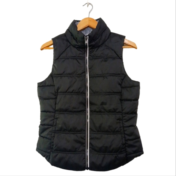 SO Authentic American Heritage sz M Black and Silver Zip Front Puffer Vest - Picture 1 of 8